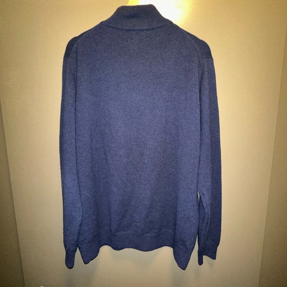 Hammer made blue wool cashmere quarter zip pullover sweater - Picture 3 of 5